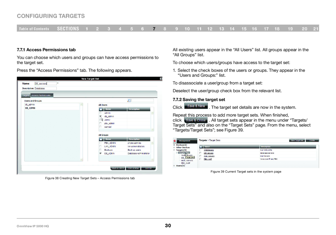 Belkin 5000HQ user manual Saving the target set, Current Target sets in the system 