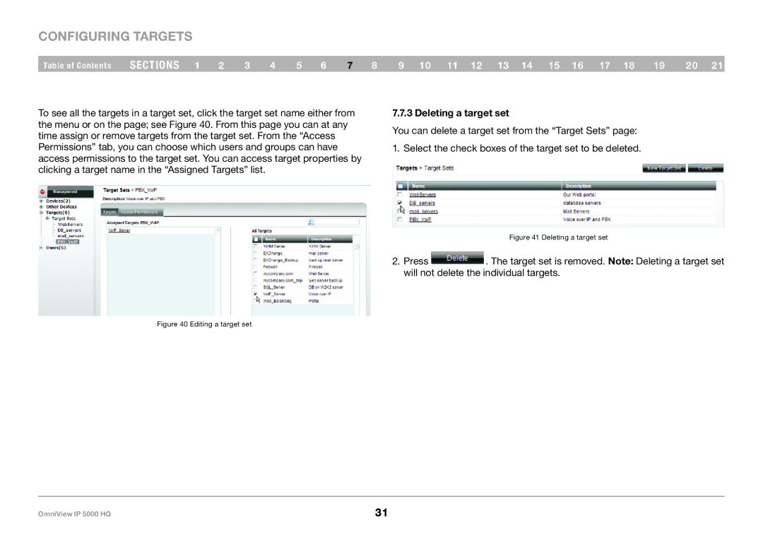 Belkin 5000HQ user manual Deleting a target set 