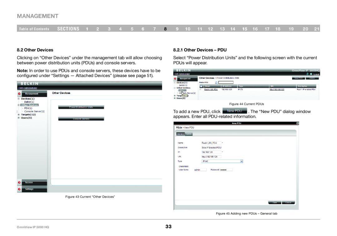 Belkin 5000HQ user manual Management, 10 11 12 13 14 15 16 17 Other Devices Other Devices PDU 