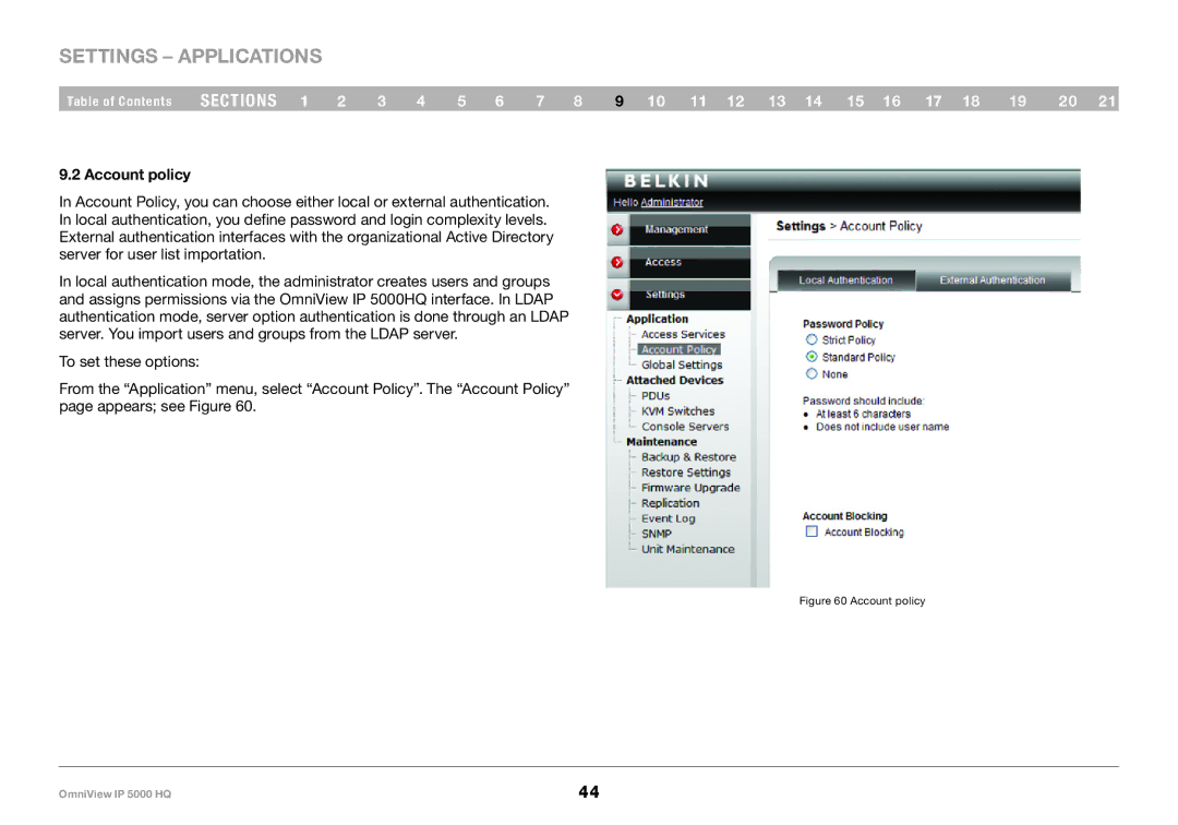 Belkin 5000HQ user manual Account policy 