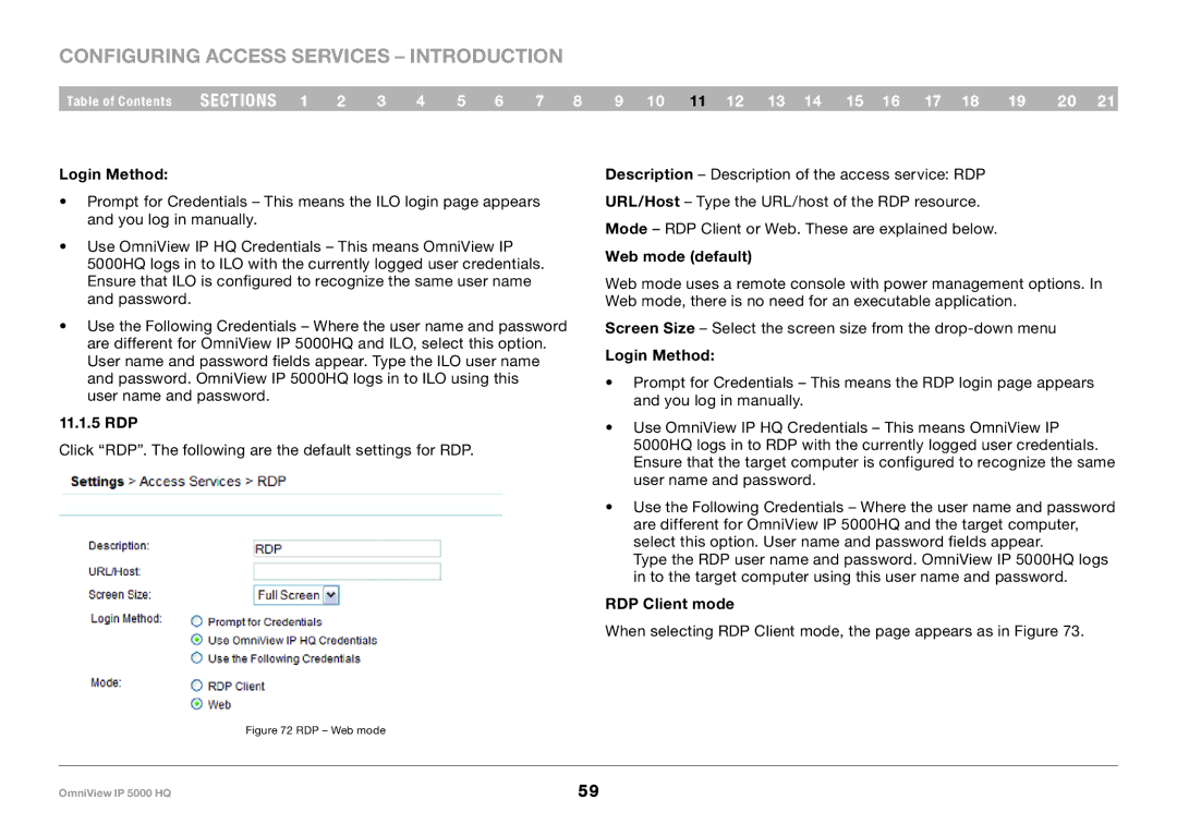 Belkin 5000HQ user manual Login Method, 11..1..5 RDP, Web mode default, RDP Client mode 