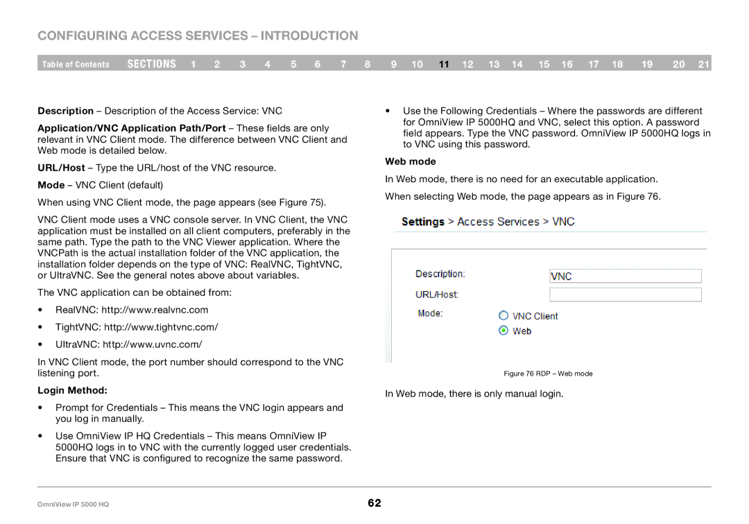 Belkin 5000HQ user manual Description Description of the Access Service VNC 