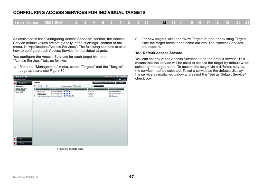 Belkin 5000HQ user manual Configuring Access Services for Individual Targets 