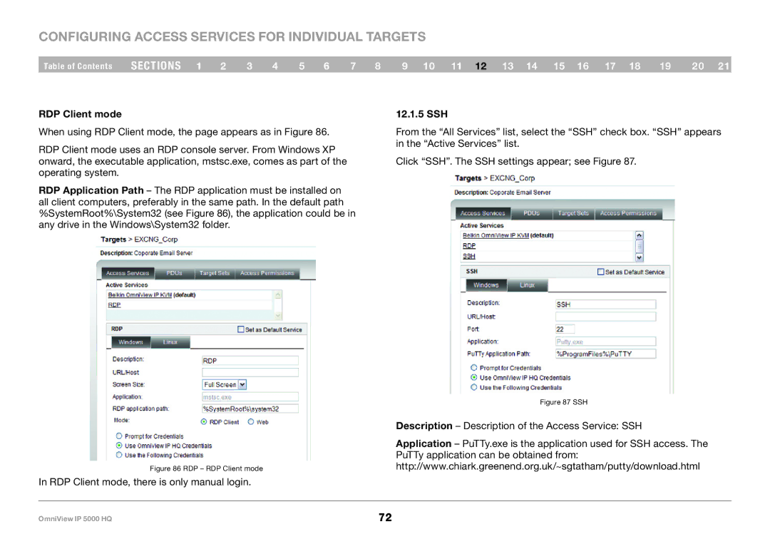 Belkin 5000HQ user manual RDP Client mode, 12..1..5 SSH 