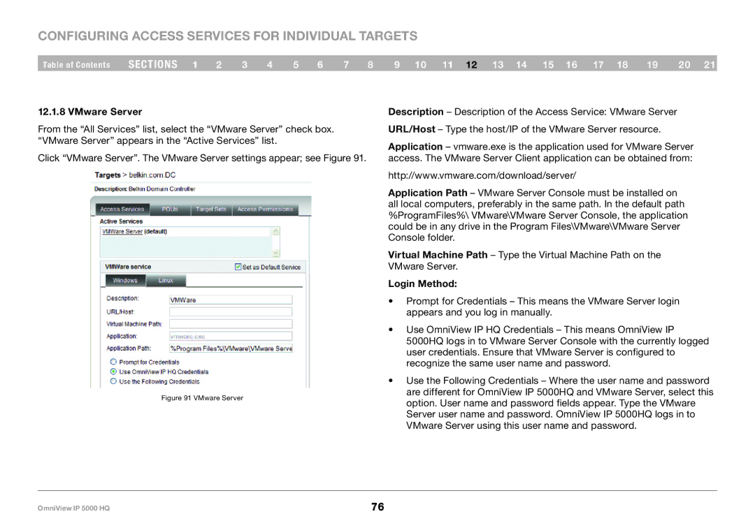 Belkin 5000HQ user manual VMware Server 