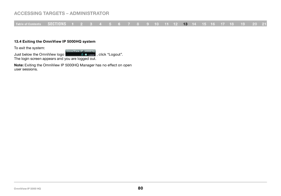 Belkin user manual Exiting the OmniView IP 5000HQ system 