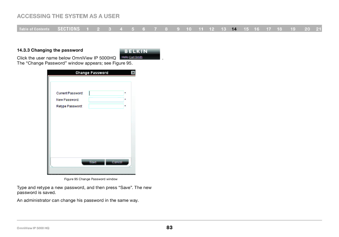 Belkin 5000HQ user manual Change Password window 