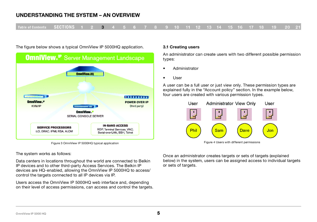 Belkin user manual Understanding the System An Overview, Figure below shows a typical OmniView IP 5000HQ application 