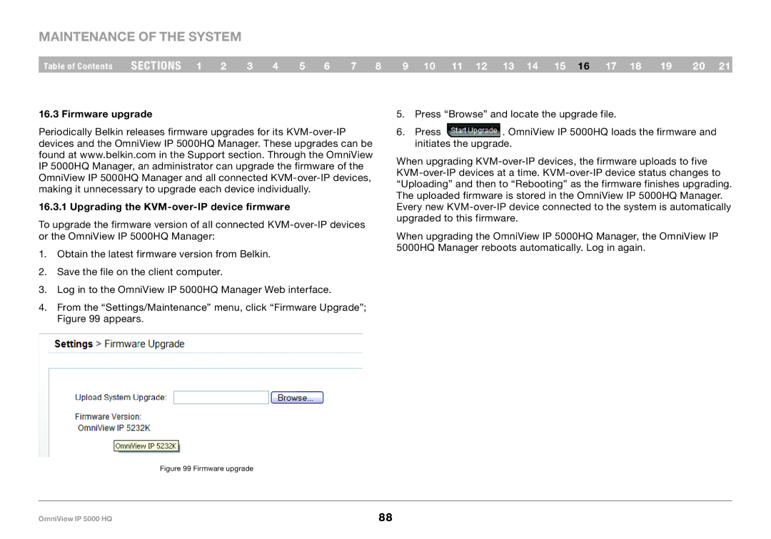 Belkin 5000HQ user manual Firmware upgrade Upgrading the KVM-over-IP device firmware 