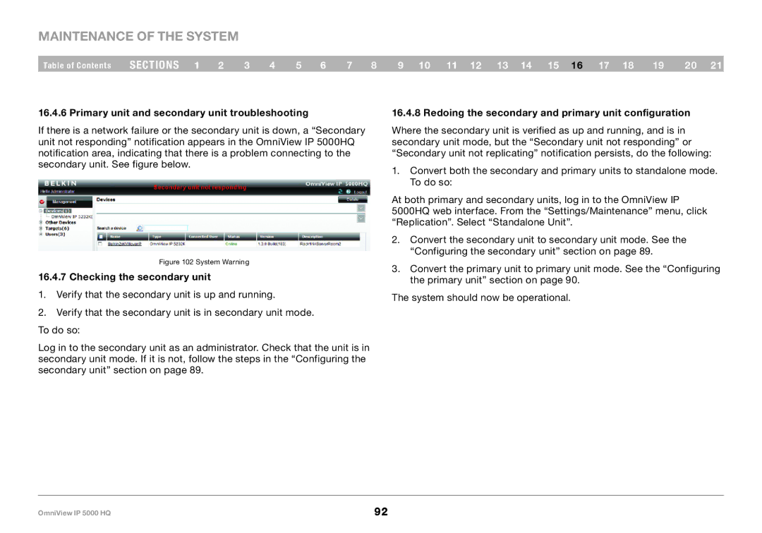 Belkin 5000HQ user manual Primary unit and secondary unit troubleshooting, Checking the secondary unit 