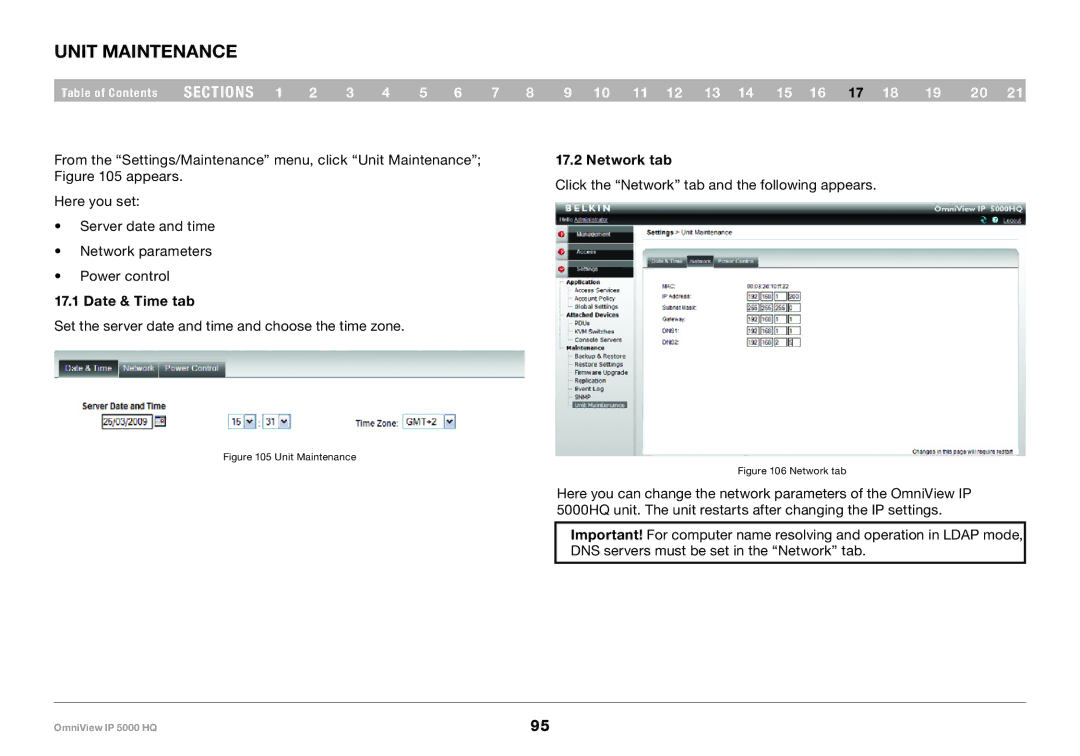 Belkin 5000HQ user manual Unit Maintenance, Date & Time tab 