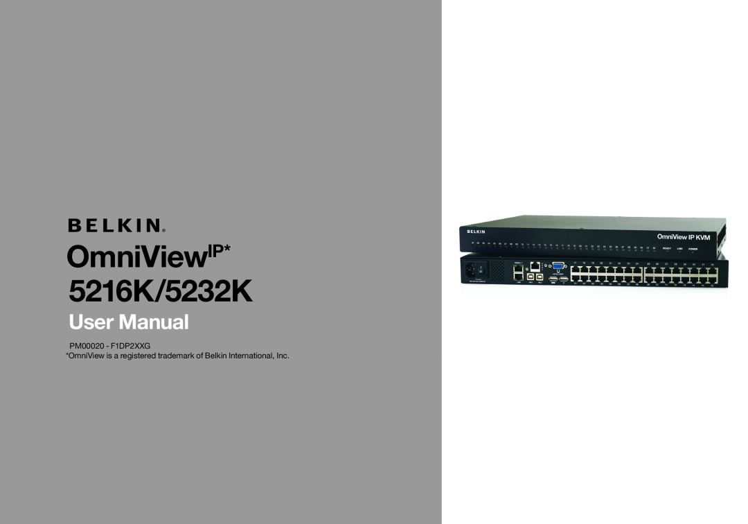 Belkin IP 5232K user manual OmniViewIP* 5216K/5232K, User Manual 