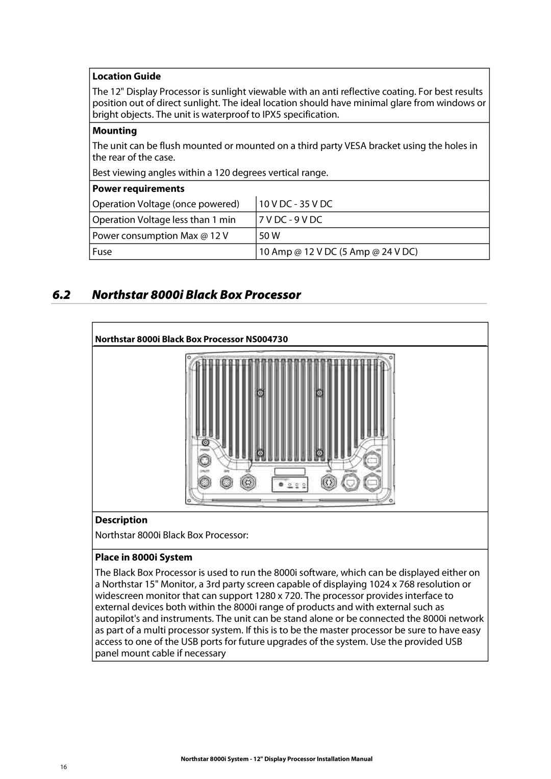 Belkin 8000I installation manual Northstar 8000i Black Box Processor, Location Guide, Mounting, Power requirements 