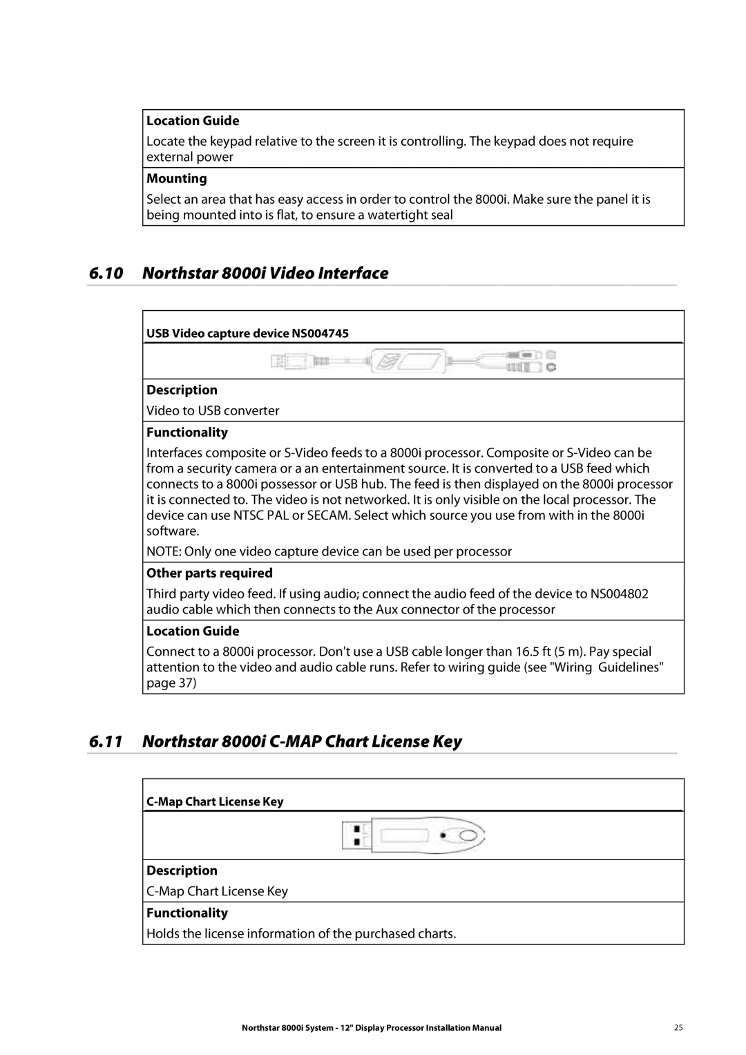 Belkin 8000I installation manual Northstar 8000i Video Interface, Northstar 8000i C-MAP Chart License Key 