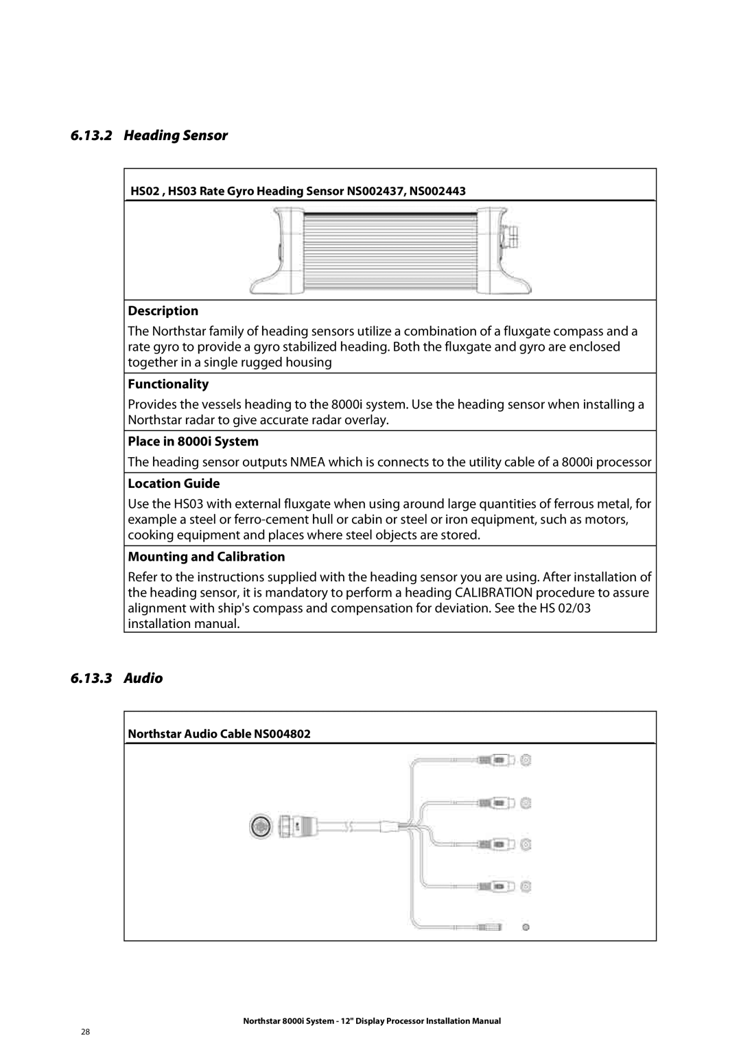 Belkin 8000I installation manual Heading Sensor, Audio, Mounting and Calibration 