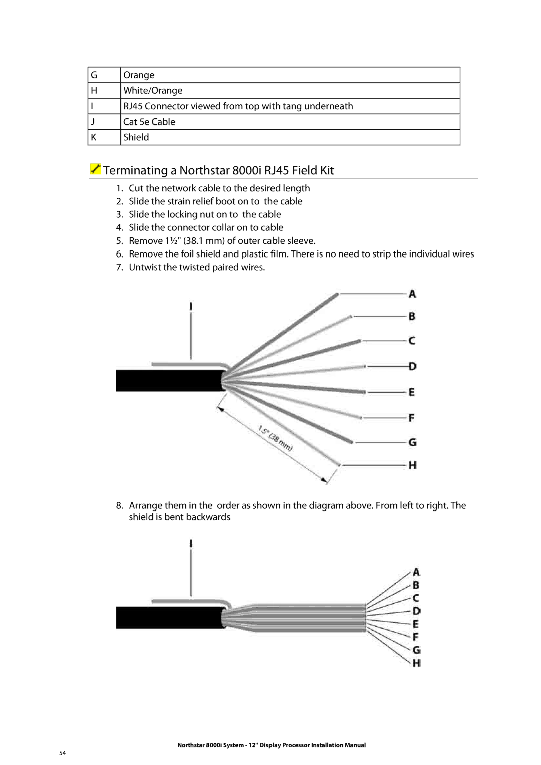 Belkin 8000I installation manual Terminating a Northstar 8000i RJ45 Field Kit 