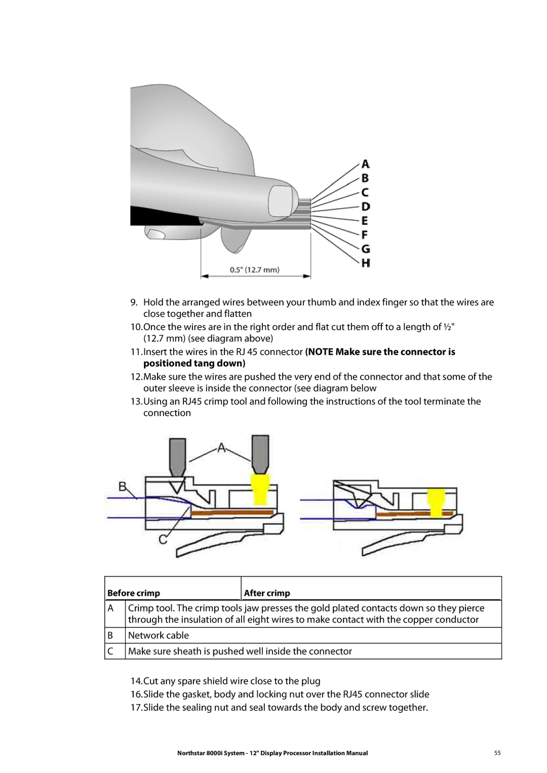 Belkin 8000I installation manual Before crimp After crimp 