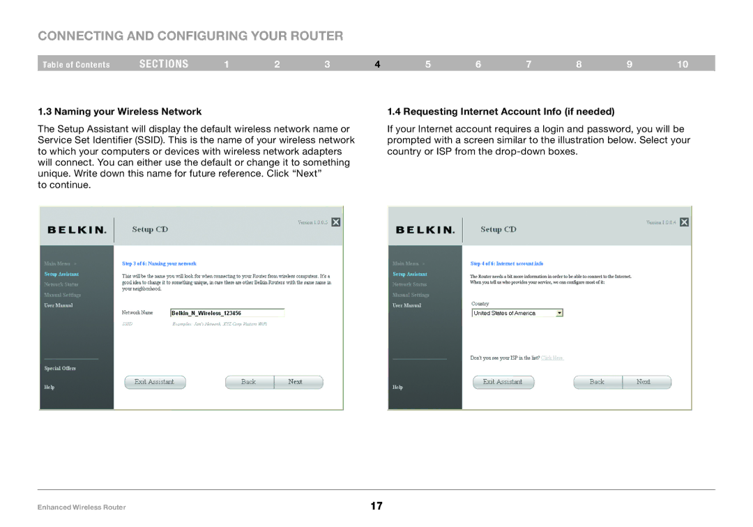 Belkin 8820-00034-A user manual Naming your Wireless Network, Requesting Internet Account Info if needed 