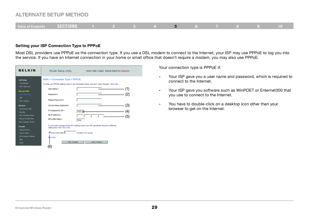 Belkin 8820-00034-A user manual Setting your ISP Connection Type to PPPoE 