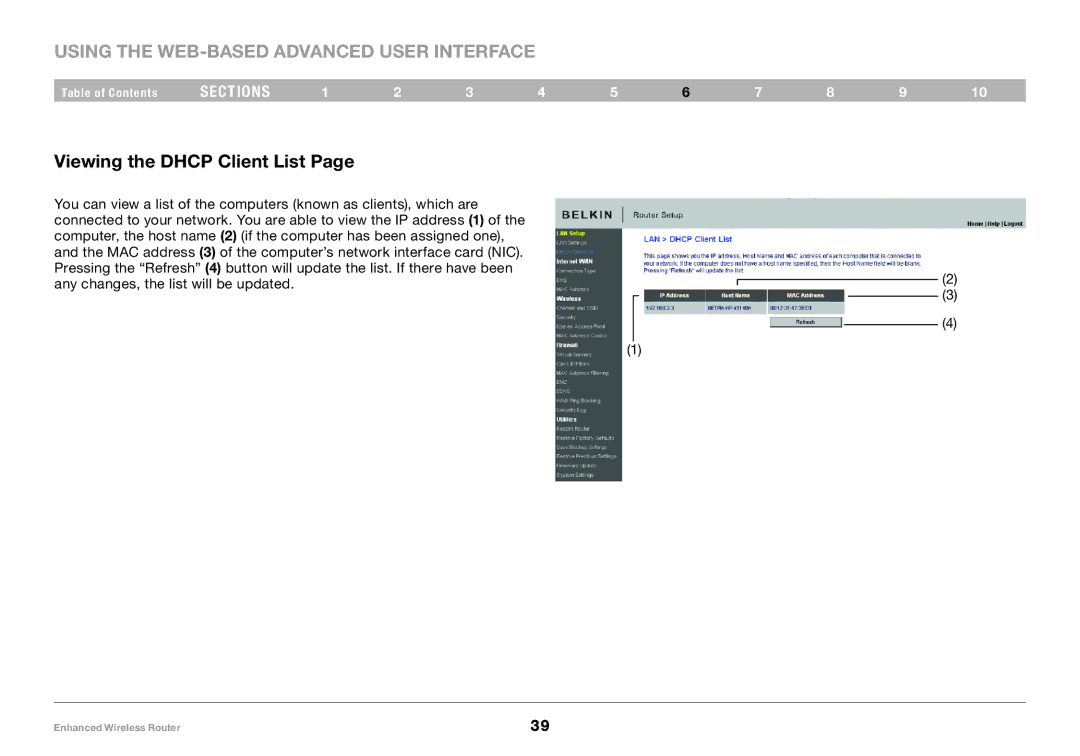 Belkin 8820-00034-A user manual Viewing the Dhcp Client List 