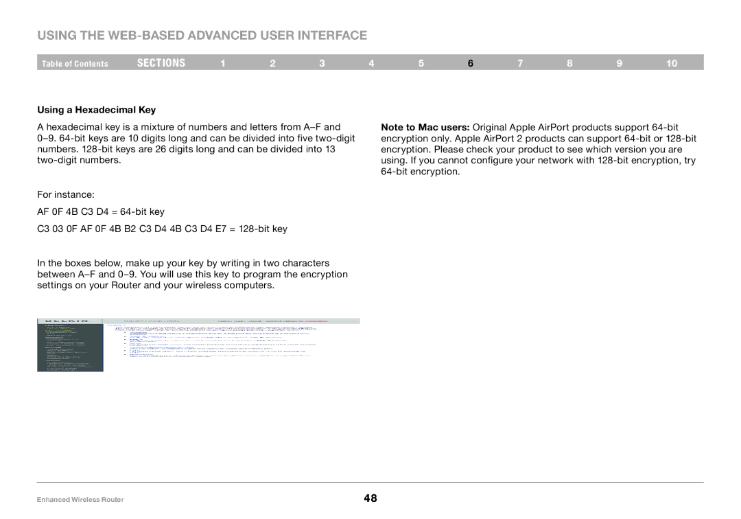 Belkin 8820-00034-A user manual Using a Hexadecimal Key 