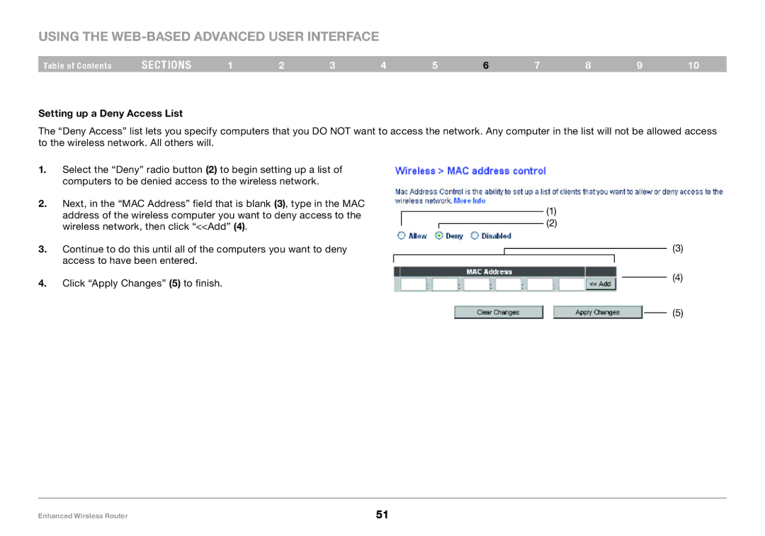 Belkin 8820-00034-A user manual Setting up a Deny Access List 