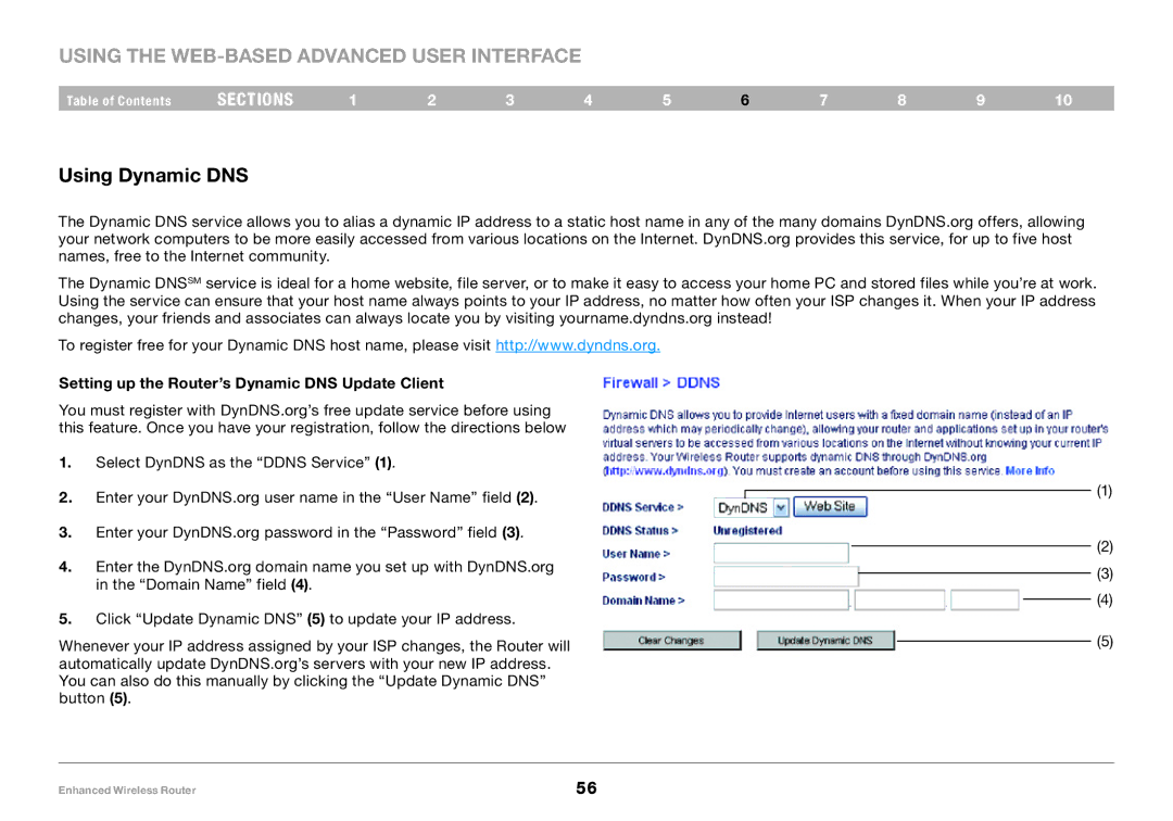 Belkin 8820-00034-A user manual Using Dynamic DNS, Setting up the Router’s Dynamic DNS Update Client 