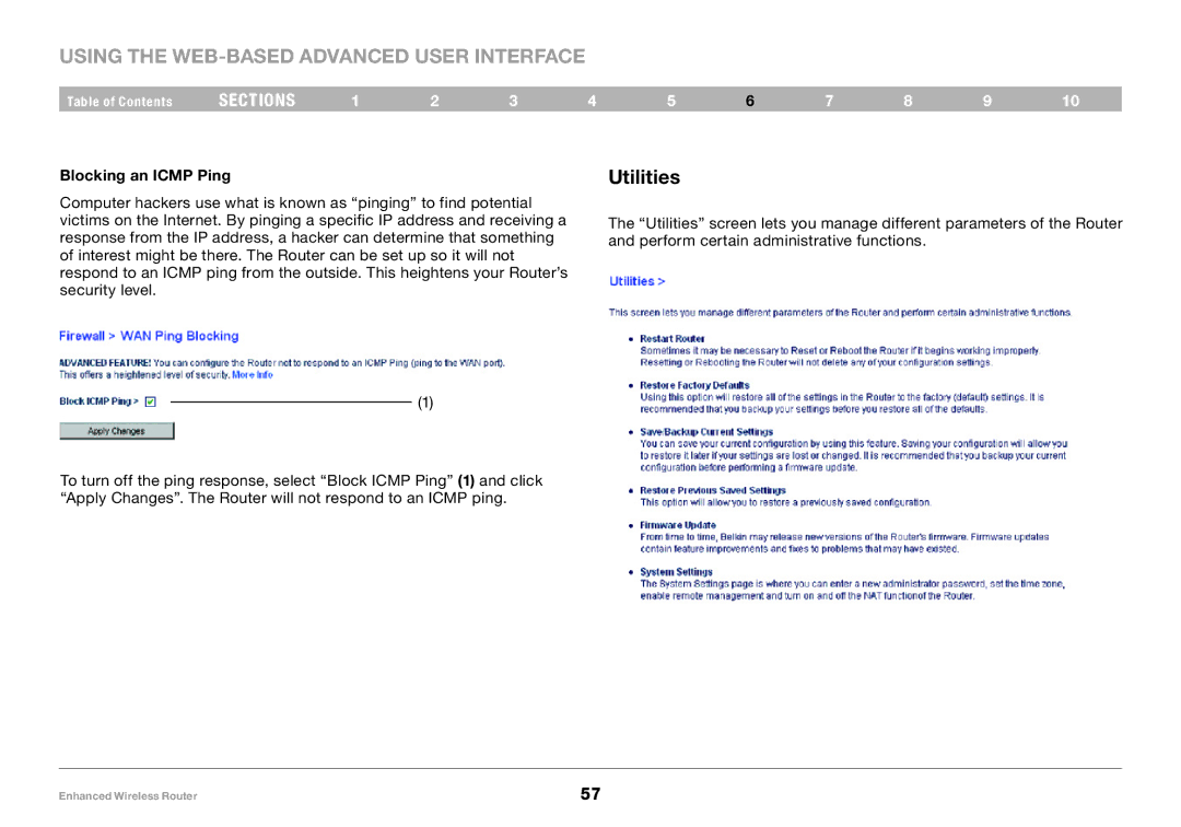 Belkin 8820-00034-A user manual Utilities 