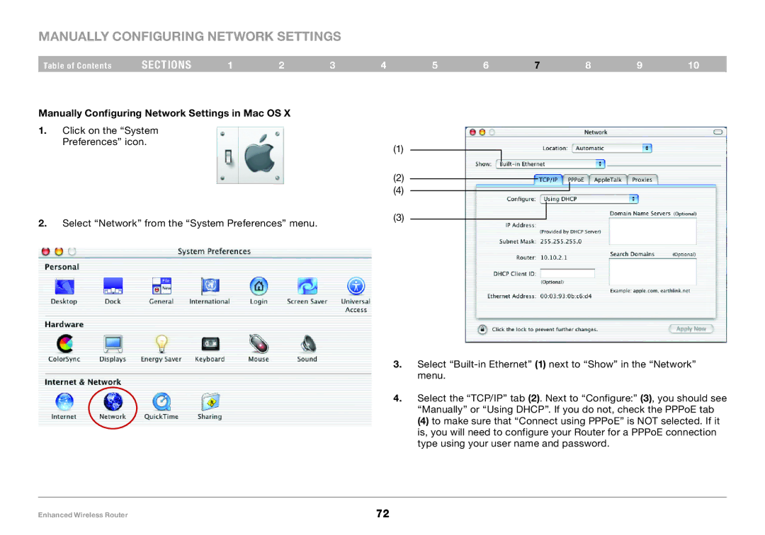 Belkin 8820-00034-A user manual Manually Configuring Network Settings 