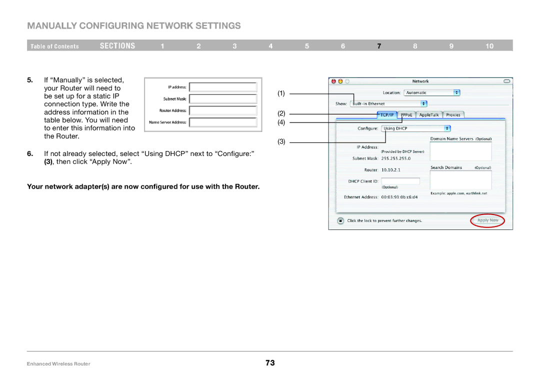 Belkin 8820-00034-A user manual Manually Configuring Network Settings 