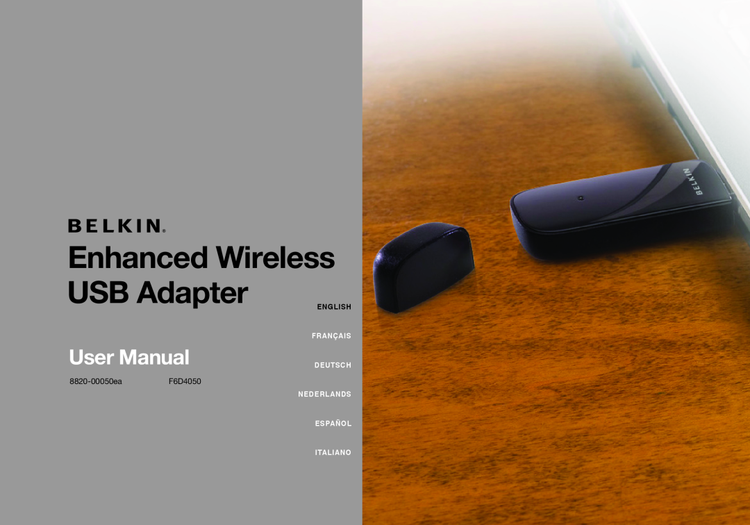 Belkin 8820-00050ea F6D4050 user manual Enhanced Wireless, USB Adapter, User Manual, 8820-00050eaF6D4050, Français 