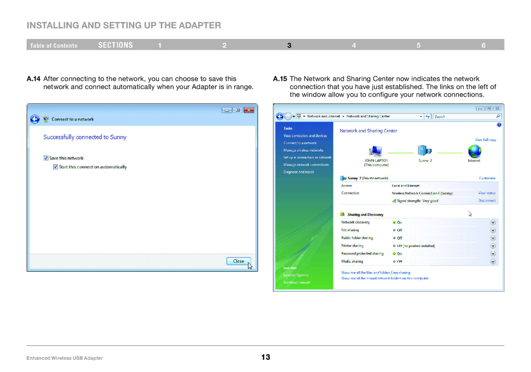 Belkin 8820-00050ea F6D4050 user manual Installing and Setting up the Adapter 