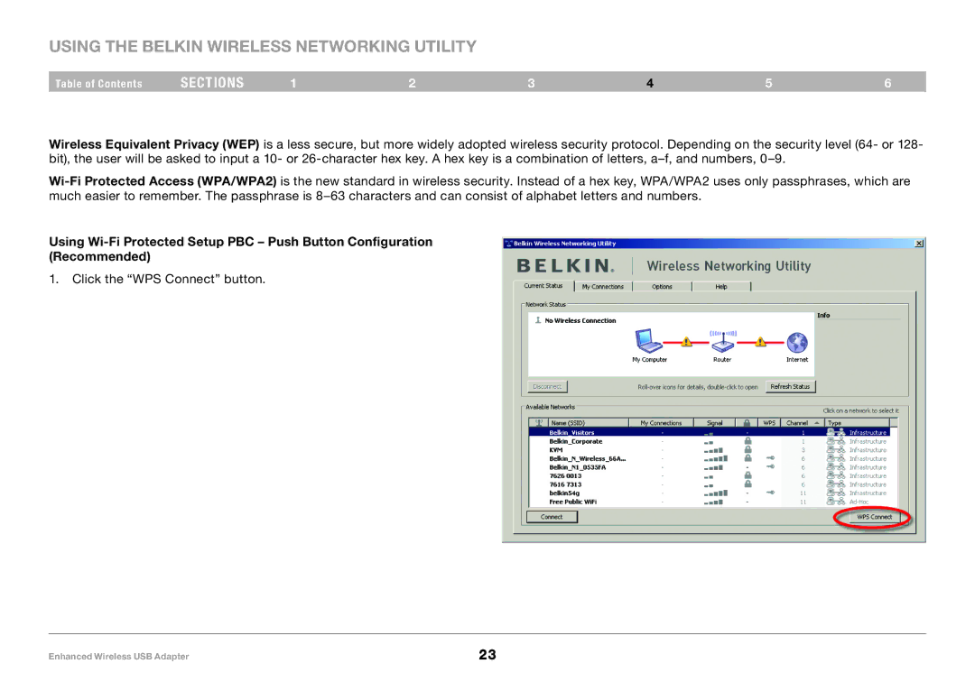 Belkin 8820-00050ea F6D4050 user manual Click the WPS Connect button 