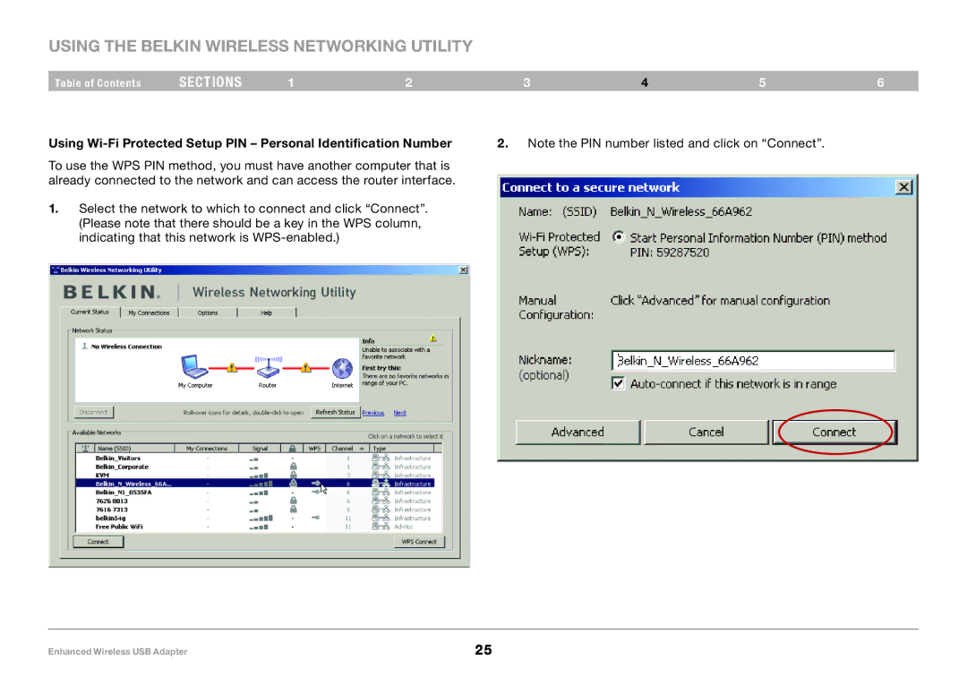 Belkin 8820-00050ea F6D4050 user manual Using the Belkin Wireless Networking Utility 