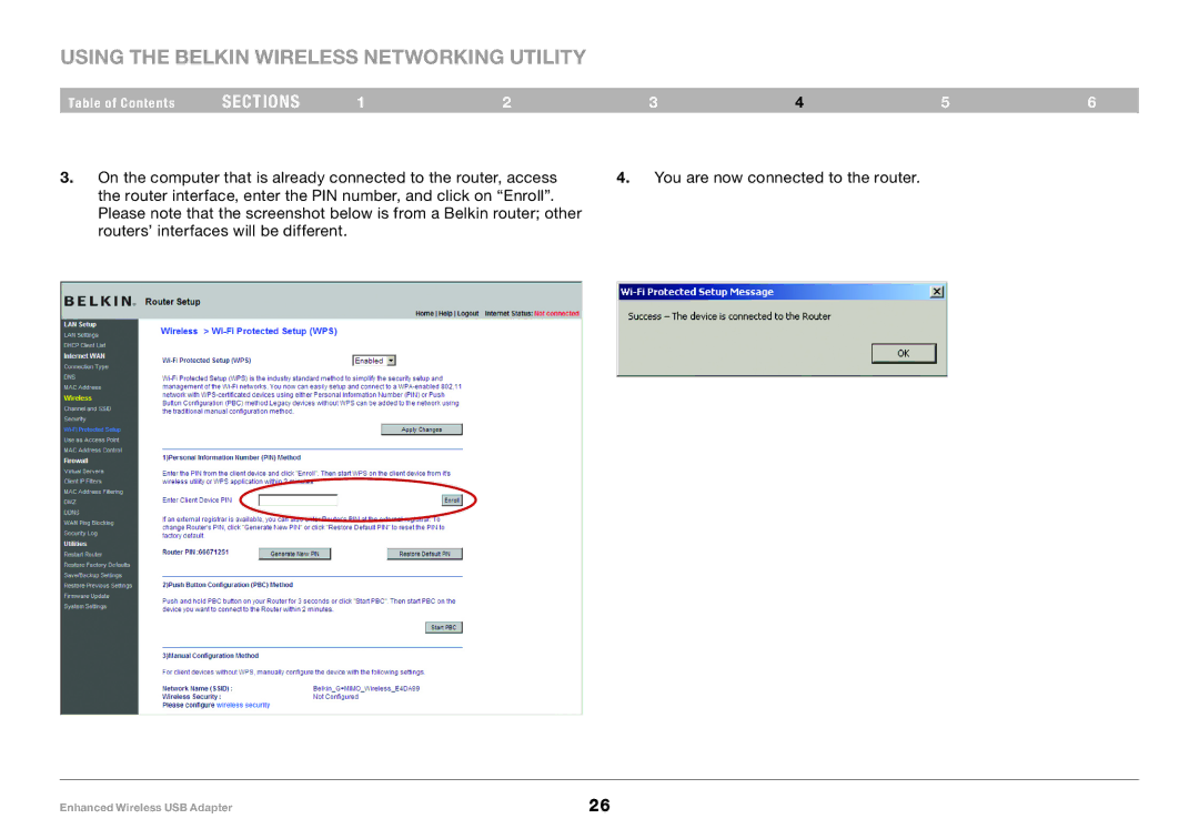 Belkin 8820-00050ea F6D4050 user manual Using the Belkin Wireless Networking Utility 