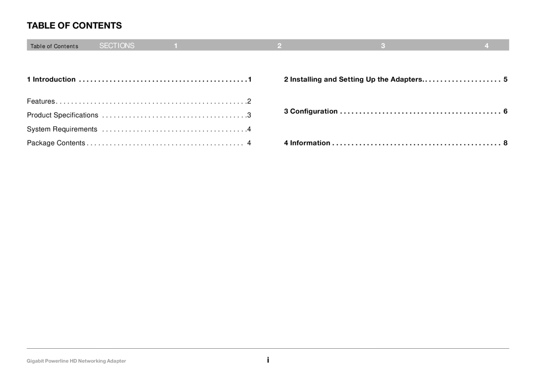 Belkin 8820-00111 F5D4076 user manual Table of Contents 