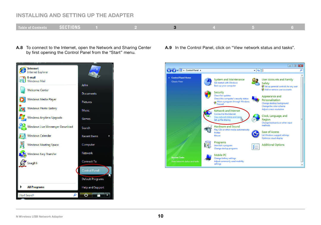 Belkin 8820-00209EA F5D8053 user manual Installing and Setting up the Adapter 