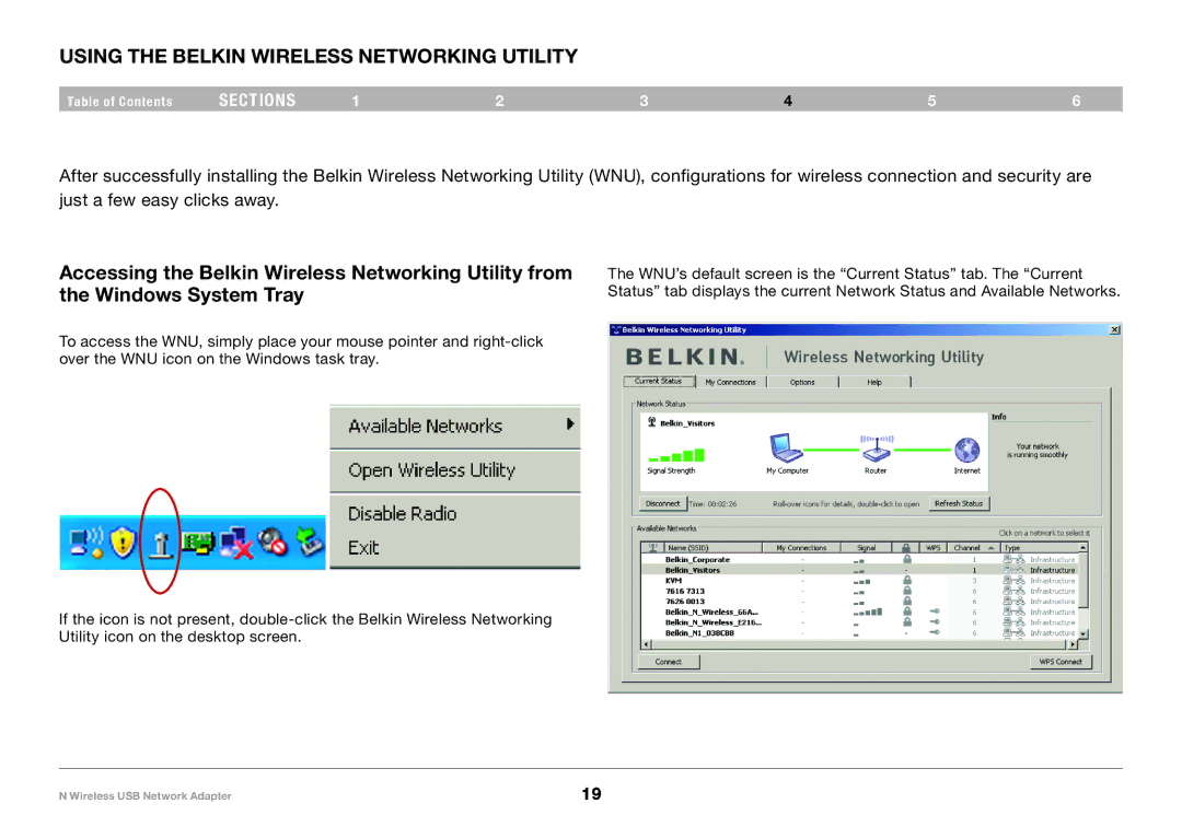 Belkin 8820-00209EA F5D8053 user manual Using the Belkin Wireless Networking Utility 