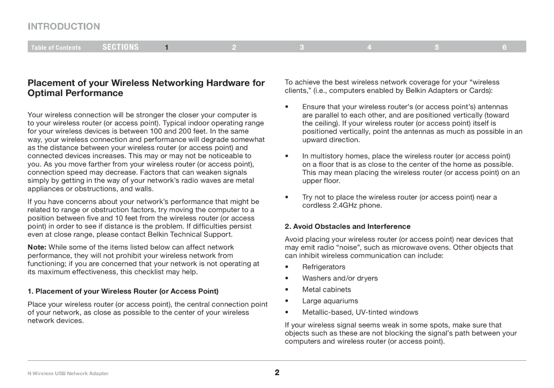 Belkin 8820-00209EA F5D8053 user manual Introduction, Placement of your Wireless Router or Access Point 