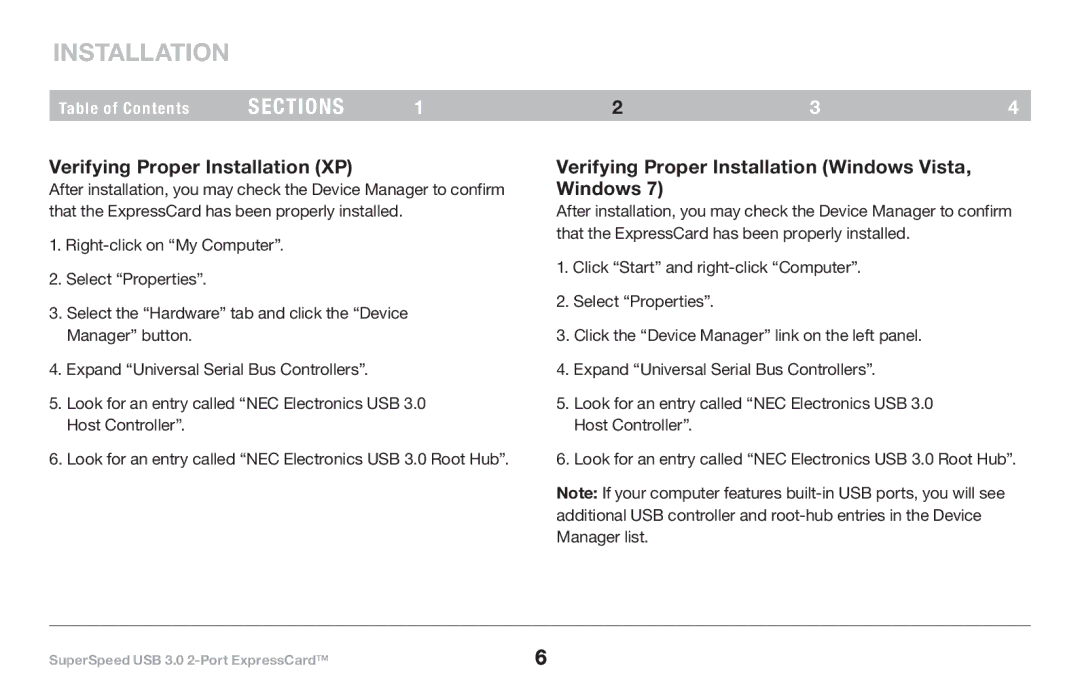 Belkin 8820-00417 F4U024 user manual Verifying Proper Installation XP, Verifying Proper Installation Windows Vista, Windows 