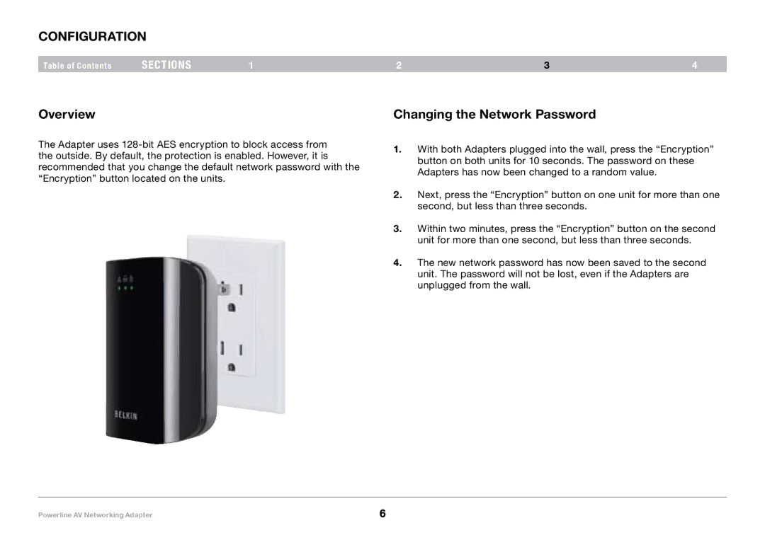 Belkin 8820-00661 Rev. A01 F5D4077 user manual Overview, Changing the Network Password 