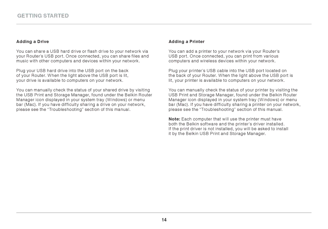 Belkin 8820AU00398 user manual Adding a Drive, Adding a Printer 