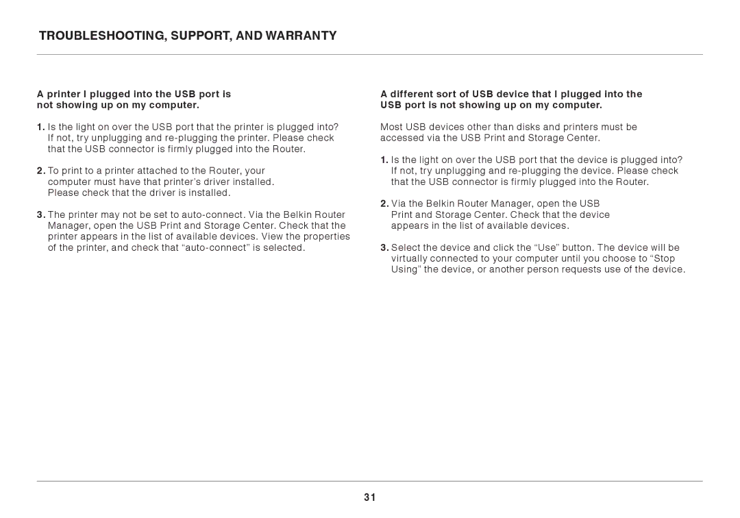 Belkin 8820AU00398 user manual Troubleshooting, Support, and Warranty 