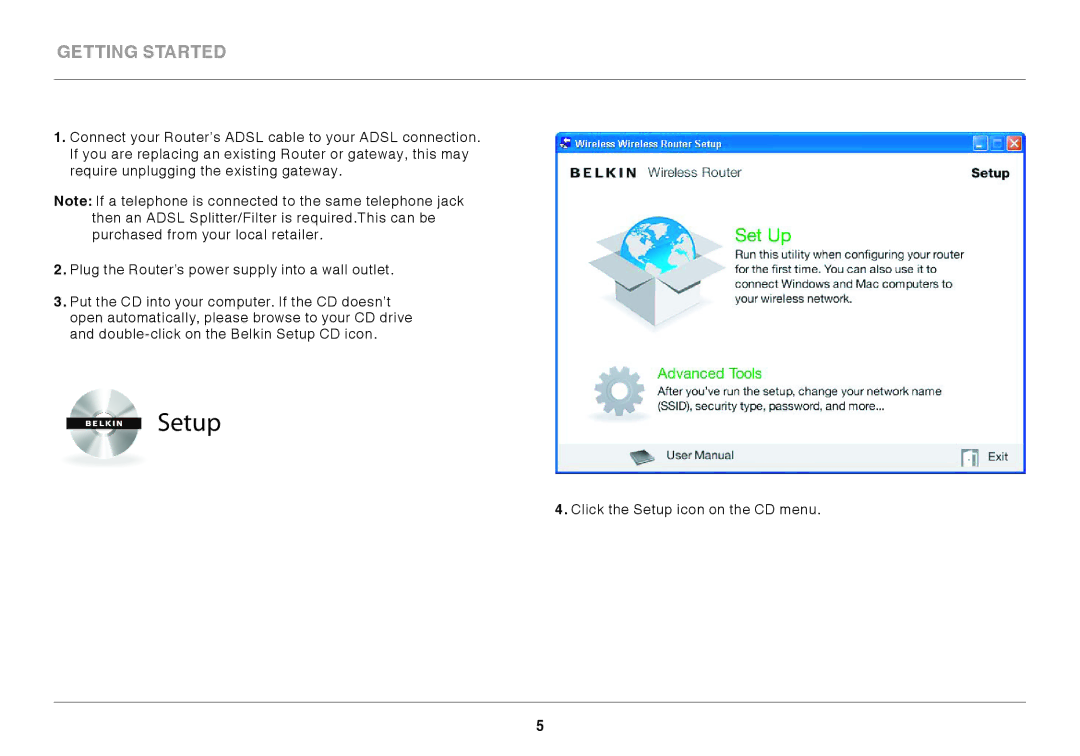 Belkin 8820AU00398 user manual Setup 