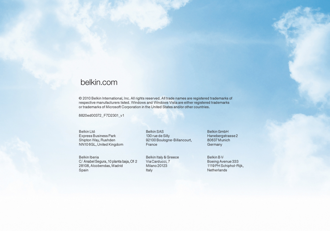 Belkin 8820ED00372_F7D2301_V1 8820ed00372F7D2301v1, Belkin SAS, Belkin GmbH, Express Business Park, rue de Silly, Munich 