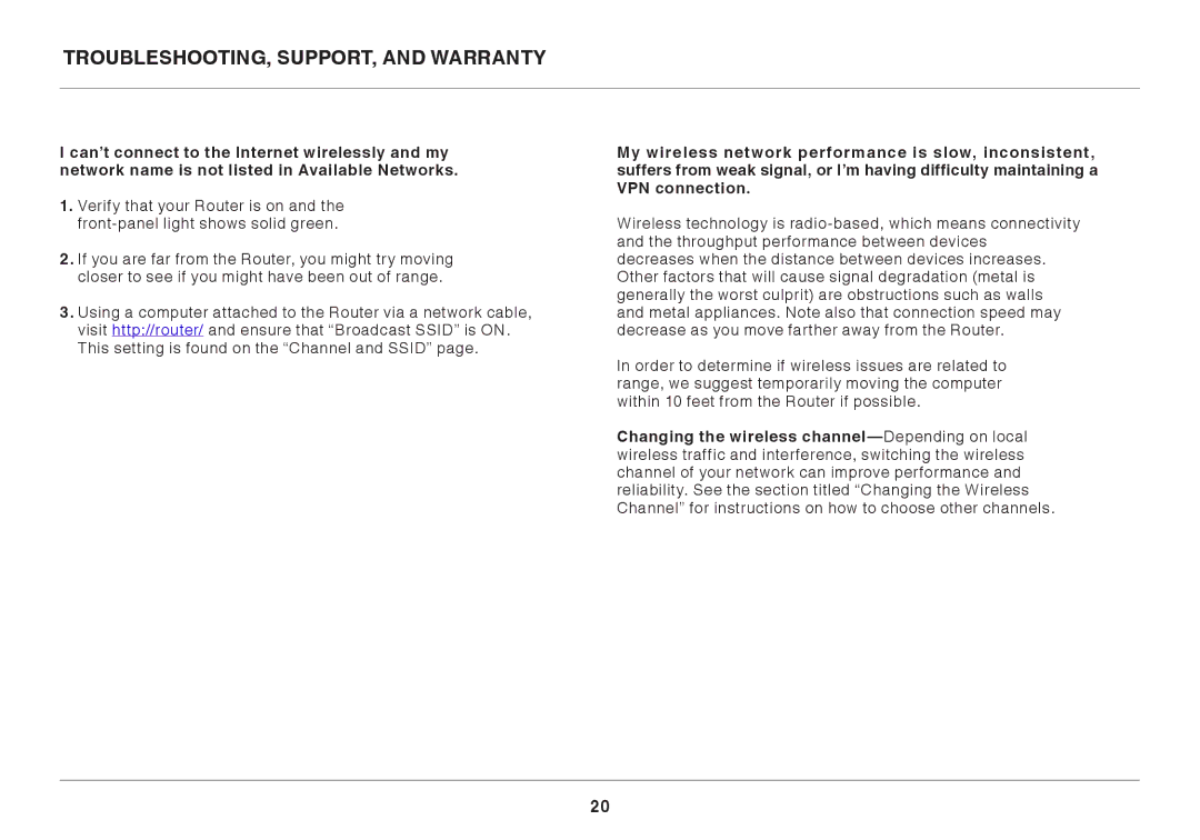 Belkin 8820ED00372_F7D2301_V1 user manual Troubleshooting, Support, and Warranty 