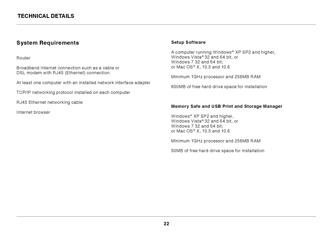 Belkin 8820ED00378_F7D4301_V1 user manual Technical Details System Requirements, Setup Software 