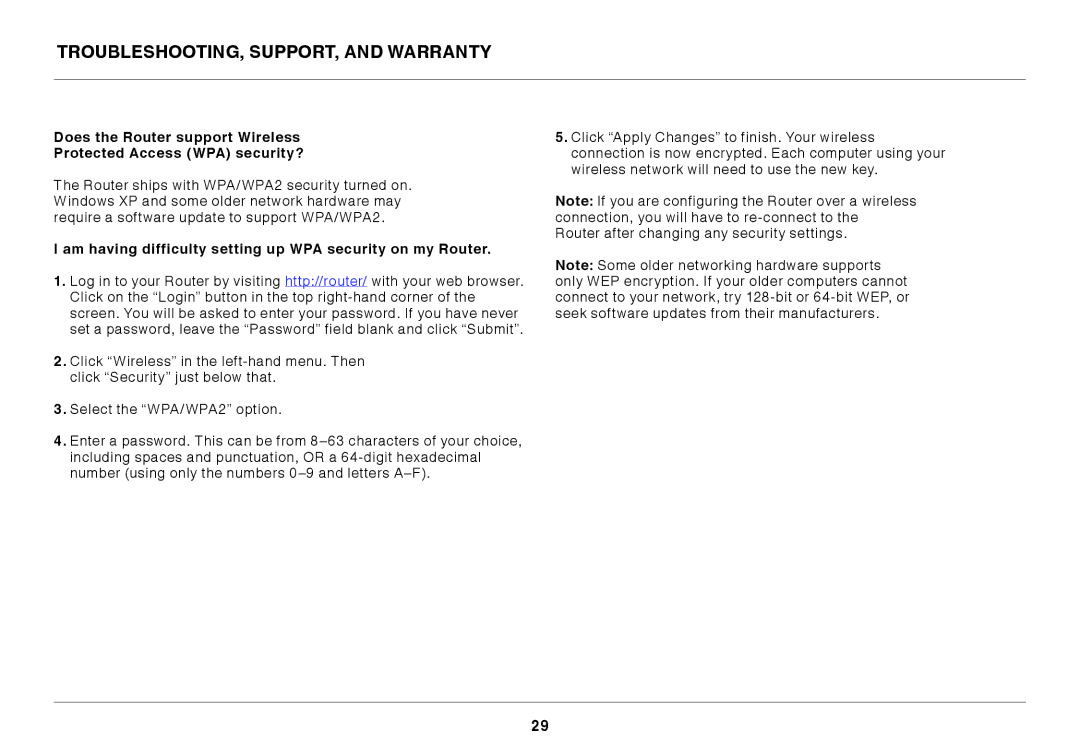 Belkin 8820ED00378_F7D4301_V1 user manual Am having difficulty setting up WPA security on my Router 