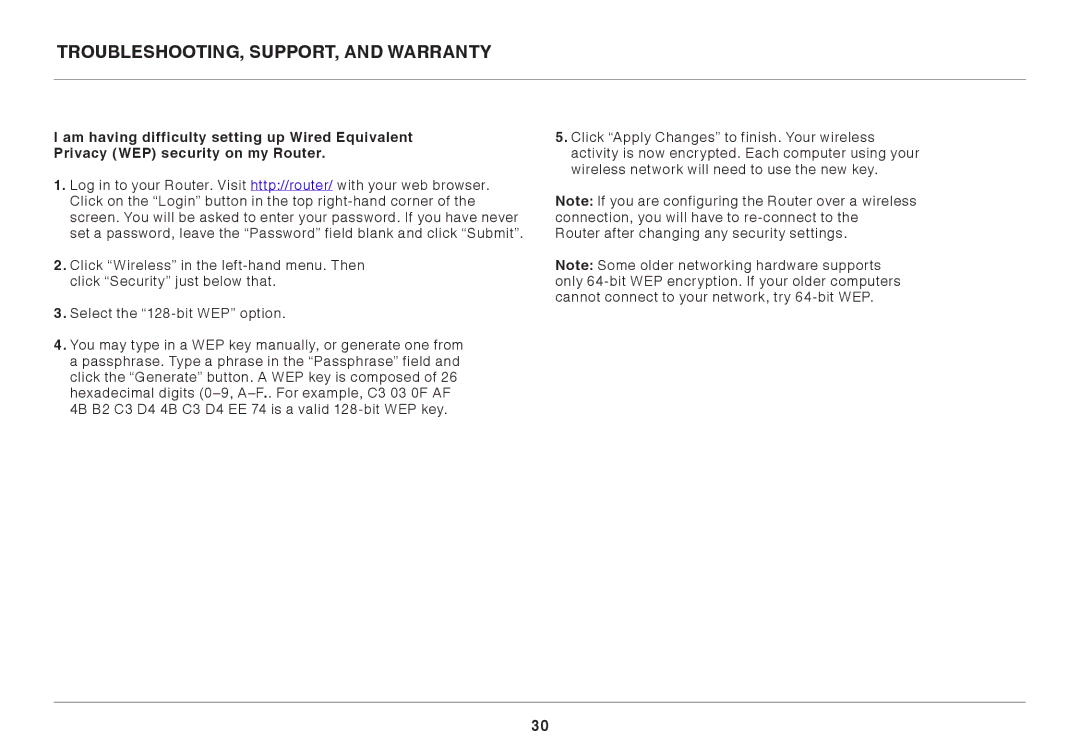 Belkin 8820ED00378_F7D4301_V1 user manual Troubleshooting, Support, and Warranty 