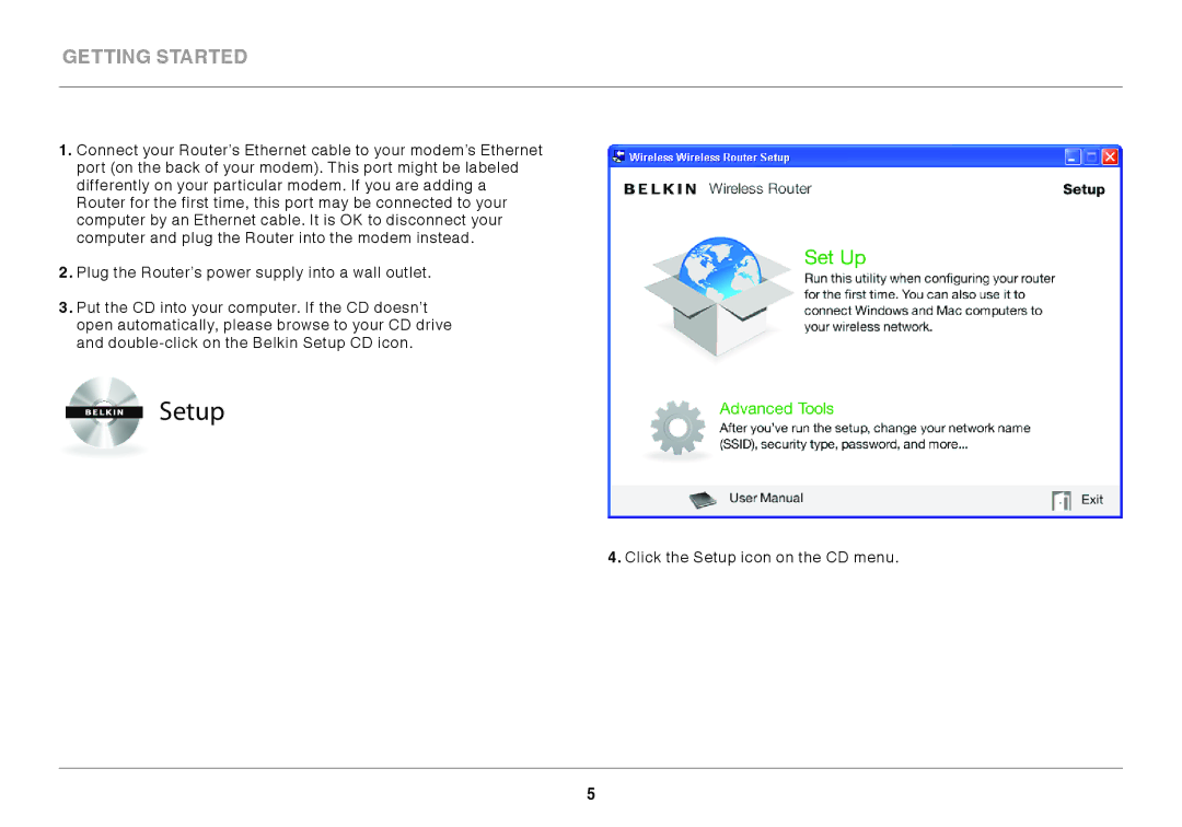 Belkin 8820ED00378_F7D4301_V1 user manual Setup 